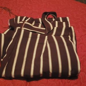 Maroon with white stripes wide leg pants from fash